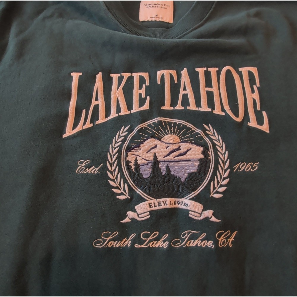 Abercrombie & Fitch Soft A&F Collection Lake Tahoe Embroidered Sweatshirt Sz M - Picture 6 of 7